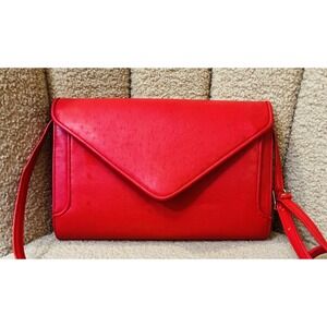 Ande Crossbody Bag Womens Small Red Faux Leather Envelope Clutch Vintage